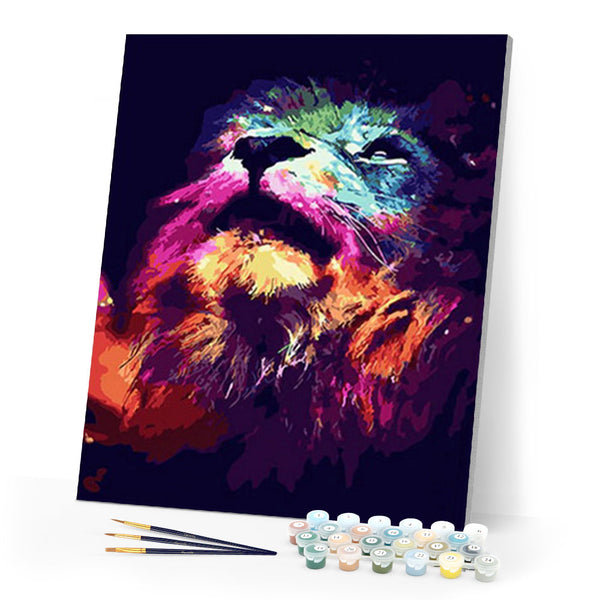 paint by numbers | Abstract Colorful Lion | animals intermediate lions new arrivals | FiguredArt