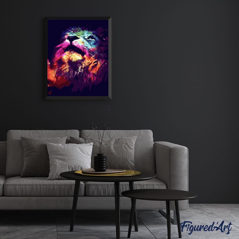 paint by numbers | Abstract Colorful Lion | animals intermediate lions new arrivals | FiguredArt