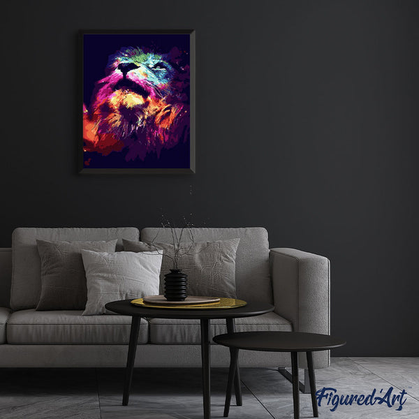 paint by numbers | Abstract Colorful Lion | animals intermediate lions new arrivals | FiguredArt