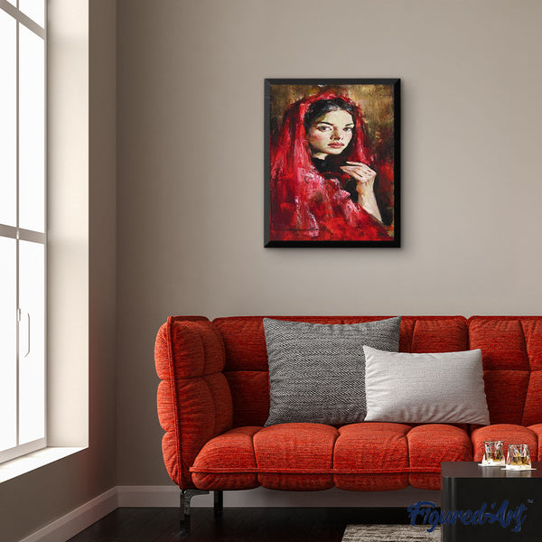 paint by numbers | Woman in Red Veil | advanced new arrivals portrait | FiguredArt