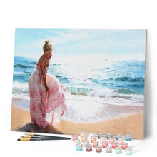 Load image into Gallery viewer, paint by numbers | Pretty Woman on the Beach | advanced landscapes new arrivals romance | FiguredArt