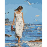 paint by numbers | Woman walking by the Sea | easy landscapes new arrivals romance | FiguredArt