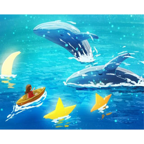 paint by numbers | Whale Jumps | animals easy fish new arrivals whales | FiguredArt
