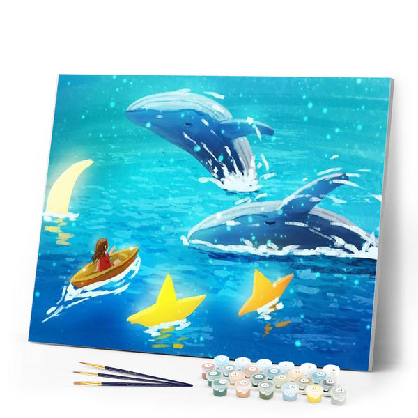 paint by numbers | Whale Jumps | animals easy fish new arrivals whales | FiguredArt