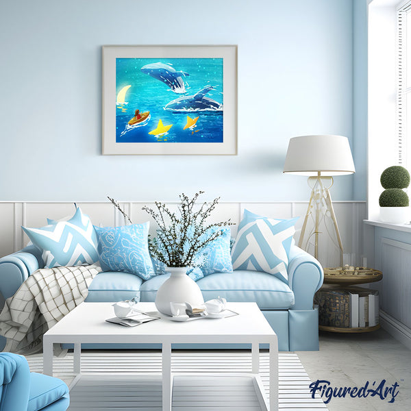 paint by numbers | Whale Jumps | animals easy fish new arrivals whales | FiguredArt