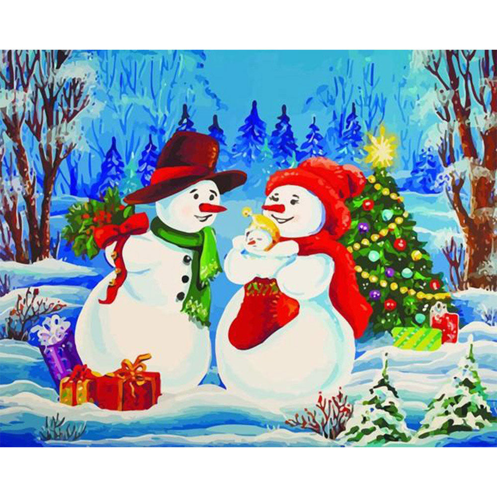 paint by numbers | Snowman Family | christmas intermediate new arrivals | FiguredArt