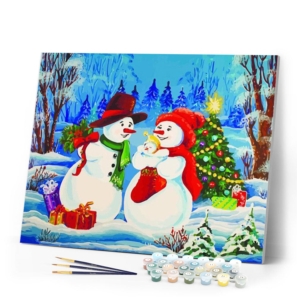 paint by numbers | Snowman Family | christmas intermediate new arrivals | FiguredArt
