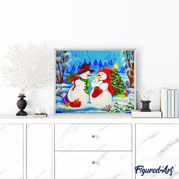 paint by numbers | Snowman Family | christmas intermediate new arrivals | FiguredArt