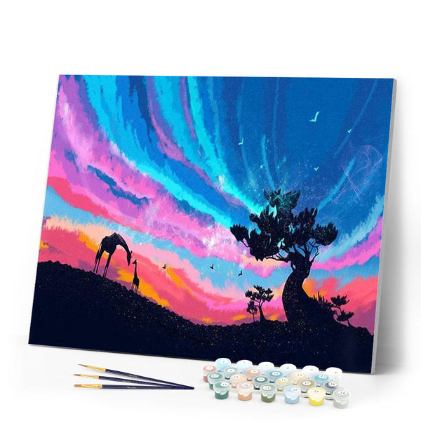 paint by numbers | Sky and Giraffes | advanced animals giraffes new arrivals | FiguredArt