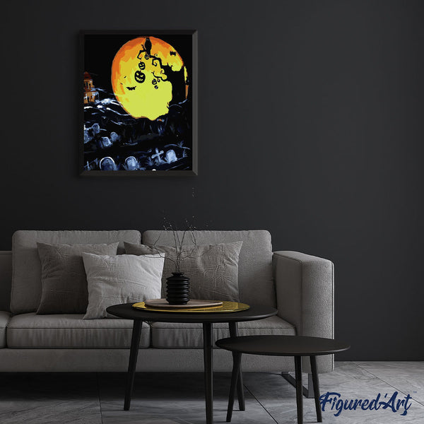 paint by numbers | Cemetery and Pumpkin | halloween intermediate new arrivals | FiguredArt