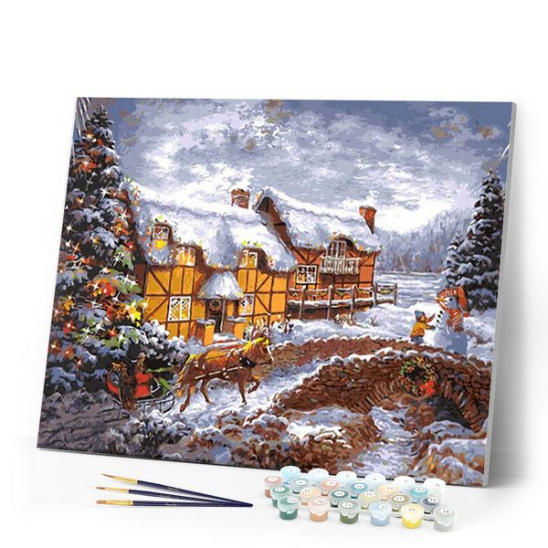 paint by numbers | Farm in Winter | advanced landscapes new arrivals | FiguredArt