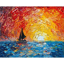 Load image into Gallery viewer, paint by numbers | Sailboat and Rising Sun | advanced landscapes new arrivals ships and boats | FiguredArt