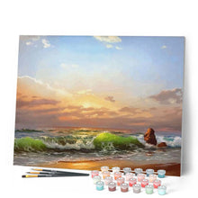 Load image into Gallery viewer, paint by numbers | Quiet Beach | intermediate landscapes new arrivals | FiguredArt