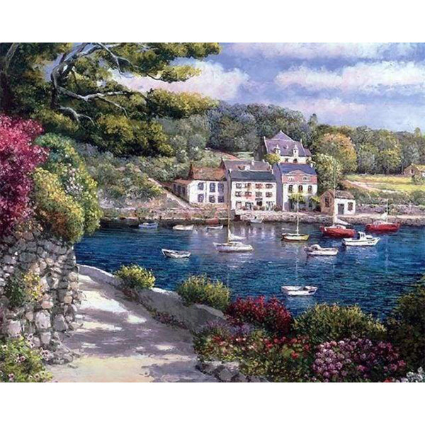 paint by numbers | Boats on the Mediterranean sea | advanced landscapes ships and boats | FiguredArt