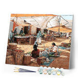 paint by numbers | At the Fruit Market | cities intermediate | FiguredArt