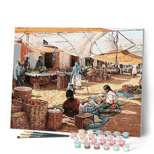 Load image into Gallery viewer, paint by numbers | At the Fruit Market | cities intermediate | FiguredArt