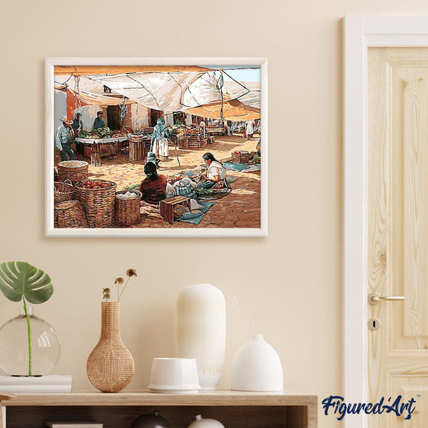 paint by numbers | At the Fruit Market | cities intermediate | FiguredArt