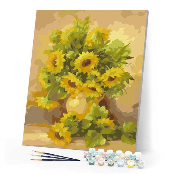 paint by numbers | Vase of yellow sunflowers | easy flowers | FiguredArt