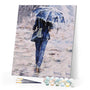 paint by numbers | Woman dressed in blue under an umbrella | intermediate romance | FiguredArt