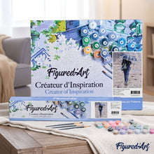 Load image into Gallery viewer, paint by numbers | Woman dressed in blue under an umbrella | intermediate romance | FiguredArt