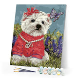paint by numbers | Little Dog and Butterfly | animals intermediate | FiguredArt