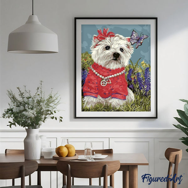 paint by numbers | Little Dog and Butterfly | animals intermediate | FiguredArt
