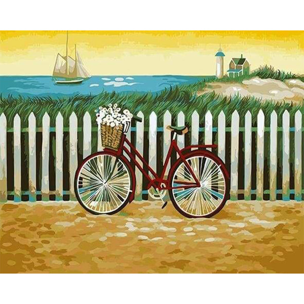 paint by numbers | Bicycle near the Sea | easy landscapes | FiguredArt