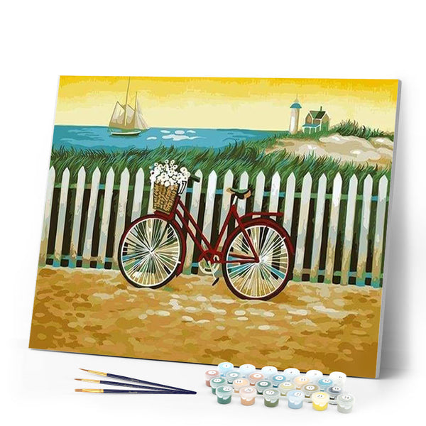 paint by numbers | Bicycle near the Sea | easy landscapes | FiguredArt