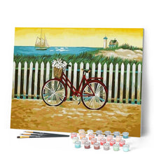 Load image into Gallery viewer, paint by numbers | Bicycle near the Sea | easy landscapes | FiguredArt