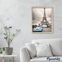 Load image into Gallery viewer, paint by numbers | Two Blue Horses and Eiffel Tower | cities intermediate | FiguredArt