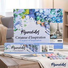 Load image into Gallery viewer, paint by numbers | Two Blue Horses and Eiffel Tower | cities intermediate | FiguredArt