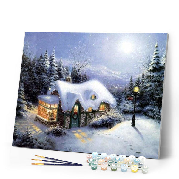 paint by numbers | Winter House | advanced landscapes | FiguredArt