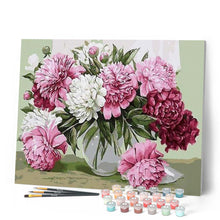 Load image into Gallery viewer, paint by numbers | Pretty Peonies in Transparent Vase | easy flowers | FiguredArt
