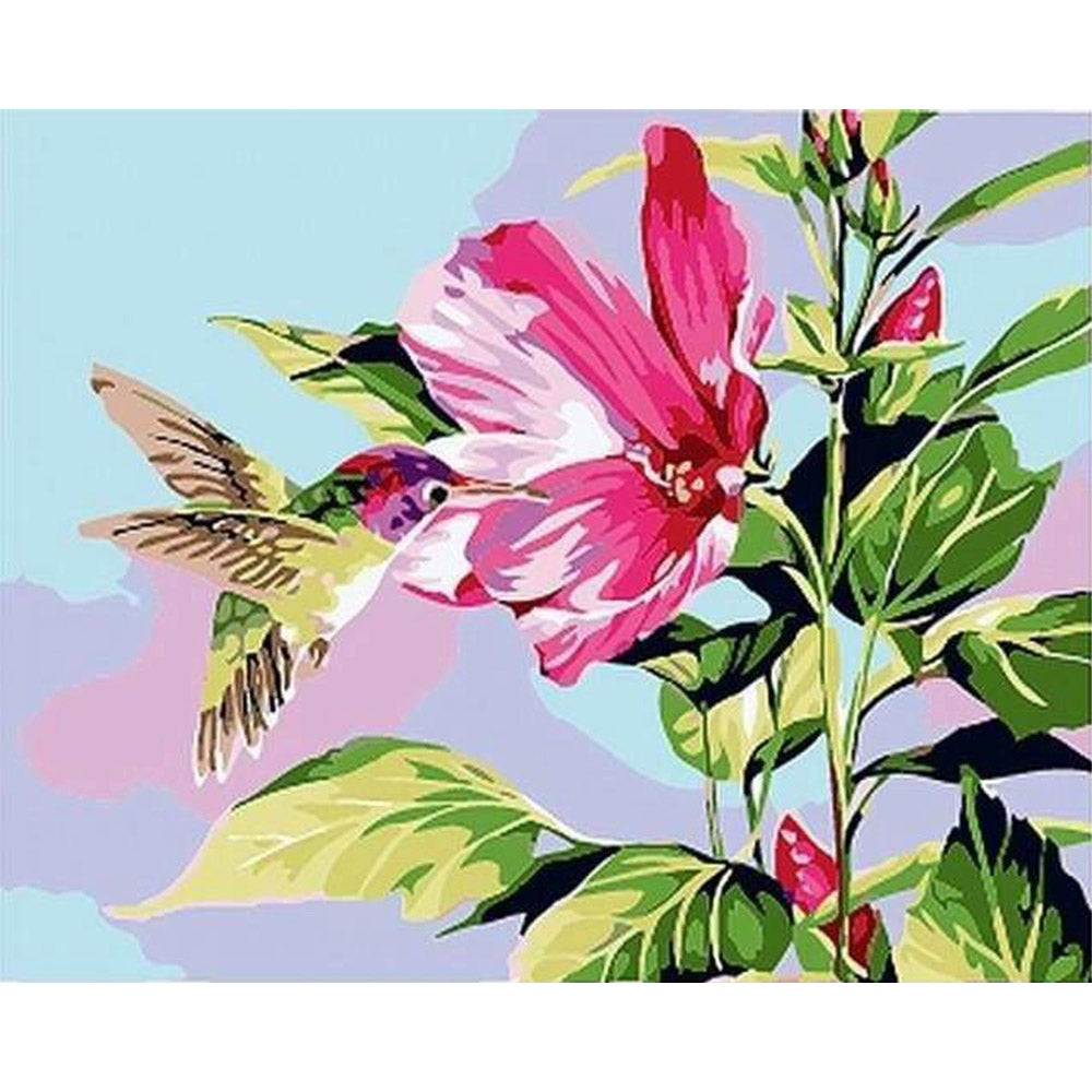 paint by numbers | Small Hummingbird in Flowers | animals beginners birds easy flowers | FiguredArt