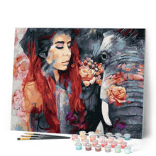 Load image into Gallery viewer, paint by numbers | Woman and Elephant | advanced animals elephants portrait | FiguredArt