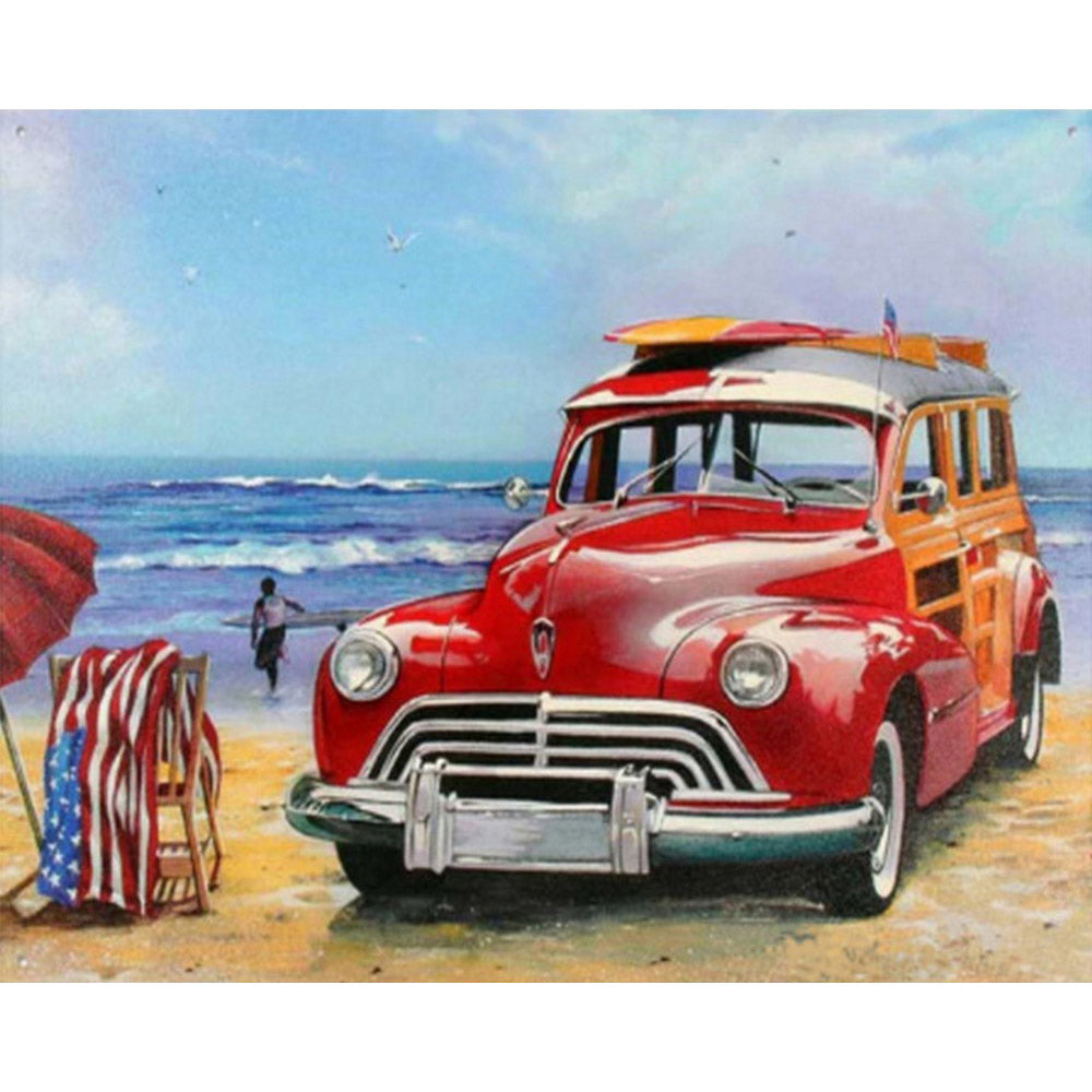 paint by numbers | Car at the Beach | cars and motos intermediate | FiguredArt