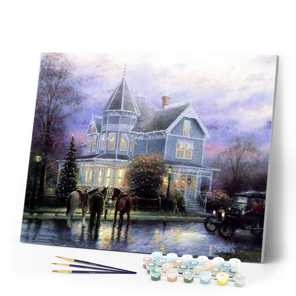 paint by numbers | Horses in front of the House | advanced landscapes | FiguredArt