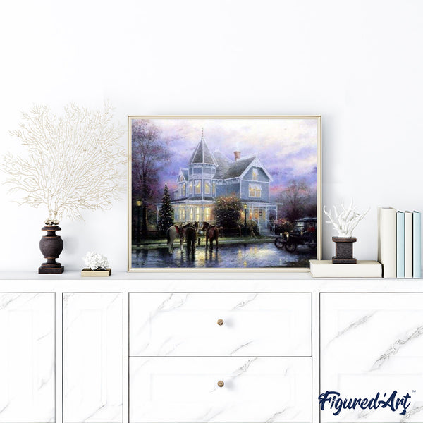 paint by numbers | Horses in front of the House | advanced landscapes | FiguredArt