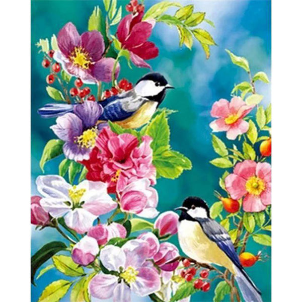 paint by numbers | small birds in spring | new arrivals animals birds flowers intermediate | FiguredArt