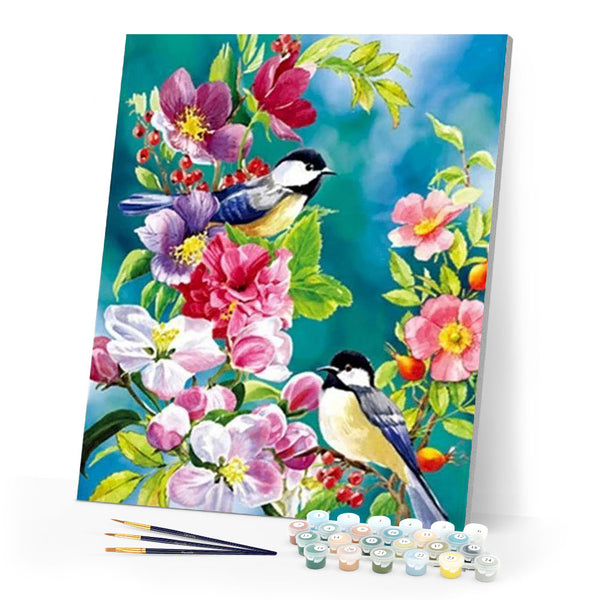 paint by numbers | small birds in spring | new arrivals animals birds flowers intermediate | FiguredArt