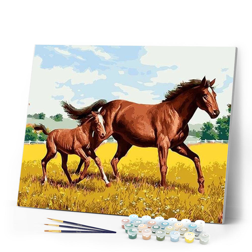 paint by numbers | Horse and Foal in the field | animals easy horses | FiguredArt