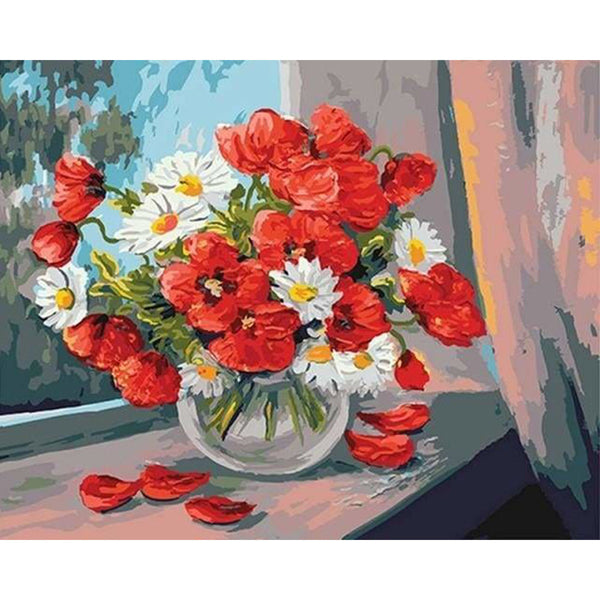 paint by numbers | Poppies and Daisies | easy flowers | FiguredArt