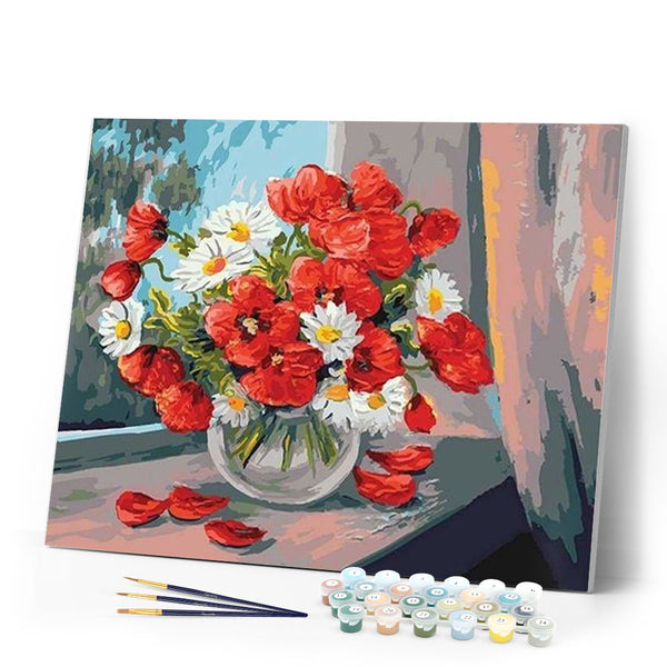 paint by numbers | Poppies and Daisies | easy flowers | FiguredArt