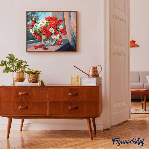 paint by numbers | Poppies and Daisies | easy flowers | FiguredArt