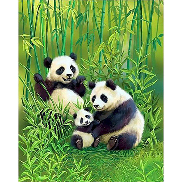 paint by numbers | family of pandas in the forest | new arrivals animals pandas advanced | FiguredArt