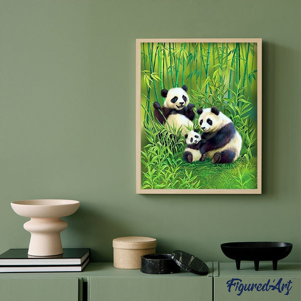 paint by numbers | family of pandas in the forest | new arrivals animals pandas advanced | FiguredArt