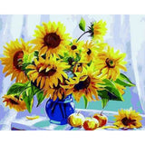 paint by numbers | Sunflowers in a Blue Vase and Fruits | easy flowers | FiguredArt