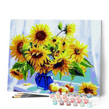Load image into Gallery viewer, paint by numbers | Sunflowers in a Blue Vase and Fruits | easy flowers | FiguredArt