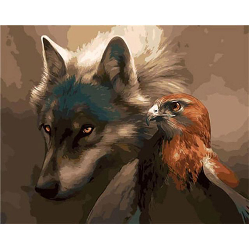 Paint by numbers | Wolf and Eagle | eagles animals advanced wolves birds | Figured'Art
