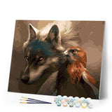 Paint by numbers | Wolf and Eagle | eagles animals advanced wolves birds | Figured'Art